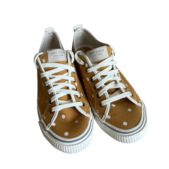 New Fat Face Mustard Polka Sneakers Size 9 Comfort 100%organic cotton - Picture 3 of 7